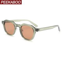 ☼ Peekaboo korean style retro sun glasses for women TR90 frame polygon polarized sunglasses uv400 male green brown 2023 summer