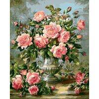 【hot】✑✳  In Vase Embroidery 11CT Kits Needlework Set Printed Canvas Cotton Thread Decoration  Room