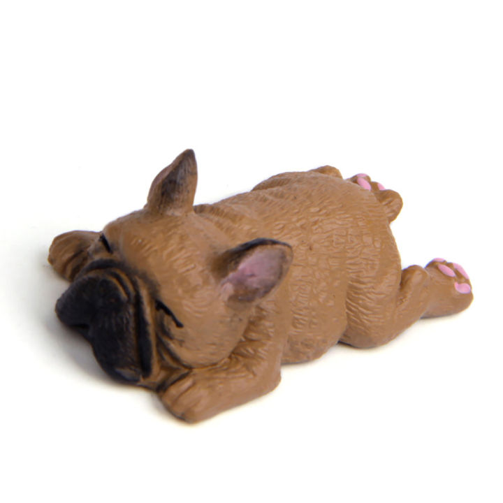 รูปตุ๊กตาพีวีซีบูลด็อกฝรั่งเศสสุนัขท่านอนนอน2นิ้วการตกแต่งบ้านรถของเล่น