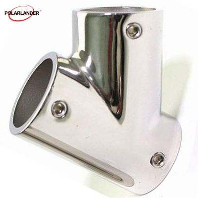 Boat Hand Rail Fitting Corrosion Resistant Stainless Steel Silver 60° Left 3 Way 25MM Fits 22mm 7/8