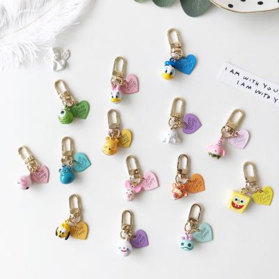 ↂ✌ Korean Cartoon Ins Star Winnie The Pooh Donald Duck Bell Keychain Airpods Protective Case Bag Pendant