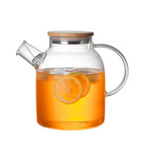 Teabloom Stovetop Safe Glass Teapot with Bamboo Member (40oz1200ml) Loose Leaf Tea Filter Spout