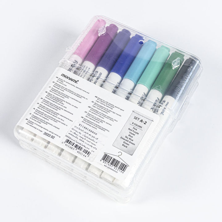 monami-fabric-marker-470-brush-box-16-colors-ปากกามาร์คเกอร์เขียนผ้า-แบบหัวแปรง-ชุด-16-สี-ของแท้