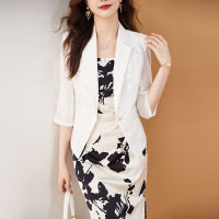 Spring And Summer Suit Jacket Womens Casual Thin Fashion Elegant Goddess Fan Middle Sleeve Suit Business Suit Dress