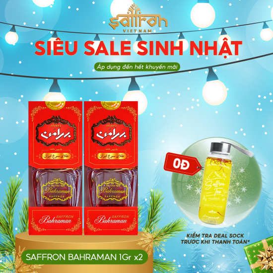 Nhụy hoa nghệ tây saffron bahraman 1gram x 2 hộp date 03 2023 - ảnh sản phẩm 1