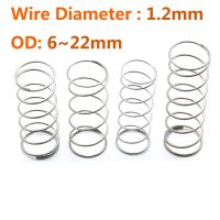 10pcs Wire Diameter 1.2mm 304 Stainless Steel Spring Compress Pressure Spring Rotor Return Buffer Cylidrical Coil Od 6mm 22mm