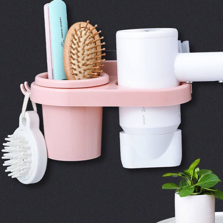 cw-wall-mounted-hair-dryer-holder-organizer-rack-shelf-storage-shelves-blower-accessories