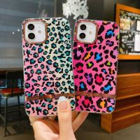 ◙ Plated Leopard Phone Case For iPhone 12 11Pro Max XR XS Max 7 8Plus Gold Camera Ring Marble Protective Cover For Coque iphone 11