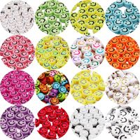 【CW】 Mixed Smiley Beads Round Flat Loose Spacer Jewelry Making Diy Necklace Supplies 4x7mm