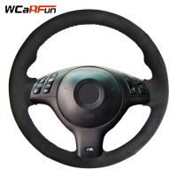 WCaRFun Black Suede Car Steering Wheel Cover for BMW E46 M3 E39 330i 540i 525i 530i 330Ci 2001 2002 2003