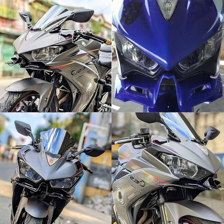 ชุดป้องกันปีกแฟชันด้านหน้าสำหรับยามาฮ่า-yzf-r25-yzf-r3-r3ยามาฮ่ามีปีก-r25-2015-2018ปีกแฟริ่งแบบแอโรไดนามิก