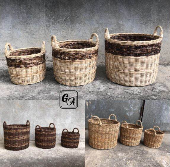 Wicker Plant Basket Planter Set Boho Brown Natural Lazada PH