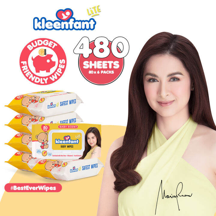 Kleenfant Lite Powder Scent Baby Wipes 80 Tender sheets 6 Packs Wet