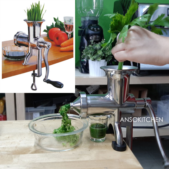 Juicer เครื่องสกัดน้ำผักผลไม้ เครื่องคั้นน้ำผัก แบบมือหมุน ไม่ใช้ไฟฟ้า Stainless Steel Hand Juicer ใช้สกัดน้ำผักใบได้ดี เช่น ต้นข้าวสาลีอ่อน