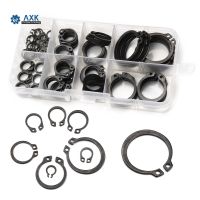 (YING SHUN)วงแหวนยึดภายนอก Assortment Kit Snap Ring Clip Washers เหล็กกล้าคาร์บอนสีดำ M6-m25ภายใน100/160ชิ้น Axk016