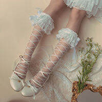 Lace Mesh Lace Strap Crystal Socks Lolita Fairy Calf Socks