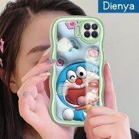 เคส Dienya สำหรับ OPPO A93 2020 F17 Pro Reno 4F Reno 4 Lite เคส Reno4ลายดอกไม้3D ลายการ์ตูนพร้อมขอบคลื่นโดราเอมอนนิ่มเคสมือถือกันกระแทกแบบใสสร้างสรรค์เคสโปร่งใสลายกล้องถ่ายรูปซิลิกาเจลฝาครอบป้องกัน