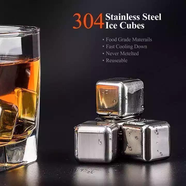 304 Stainless Steel Quick-frozen Ice Cubes Reusable Chilling Stones Whiskey  Wine Fast Freezing Cubes Ice Grain Party Bar Tool