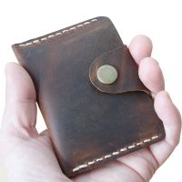 Tempat Kartu Kredit Kulit Minimalis Dompet Mini Pria Porte Carte Tempat Kartu Id Kulit Asli untuk Casing Kartu Kulit Sapi