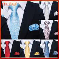 MUBAI คลาสสิกแบบคลาสสิก Cravat ธุรกิจสำหรับธุรกิจ การออกแบบใหม่ล่าสุด กระเป๋าสี่เหลี่ยม อุปกรณ์เสริมเสื้อ ผ้าไหมโพลีเอสเตอร์ ชุดกระดุมข้อมือ สำหรับผู้ชาย