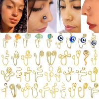 African Nose Cuff Non Piercing Clip On Nose Ring for Women Crystal Pearl Nose Cuffs Fake Nose Cuff Set for Women and Girls