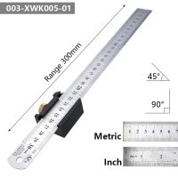 ไม้บรรทัดไม้300มม. 2023ใหม่พร้อมบล็อคบอกตำแหน่งเมตริกนิ้วเหล็กกล้าไร้สนิมตัวเครื่องวัดทำเครื่องหมายเส้นไม้บรรทัดมุมสำหรับช่างไม้