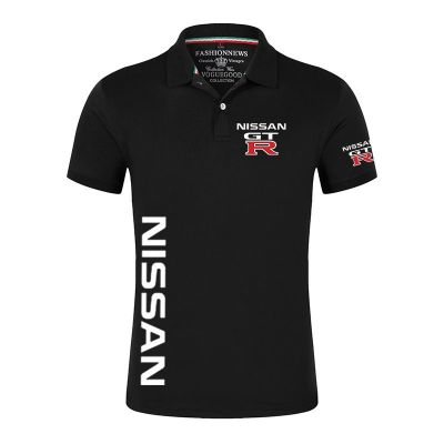 เสื้อโปโลผู้ชายแบบทางการ2023สีทึบ Lengan Pendek Musim Panas พิมพ์ลาย Nissan GTR แฟชั่นของผู้ชายใหม่เสื้อโปโลเข้ารูปแบบคลาสสิกคุณภาพสูงใหม่