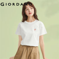 GIORDANO ผู้หญิง เสื้อยืดคอกลมแขนสั้นผ้าฝ้ายถักลายปักขนาดเล็ก Free Shipping 13323221