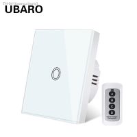 ◎ UBARO EU Wireless Remote Control Switch Black Luxury Crystal Glass Panel Smart Home Wall Light Led Indicator Sensor 1/2/3 Gang