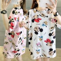 Summer Casual Family Matching Clothes Outfits Cartoon Mickey Print Mommy and Me Short Sleeve Tshirts Dress Woman Baby Girl Dress  by Hs2023