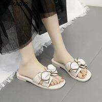 Fashionable all-match slippers womens outerwear bowknot casual shopping one-word slippers 2023 comfortable soft-soled non-slip sandals