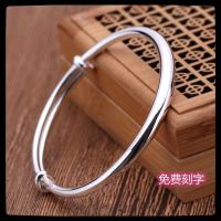 Young female silver and bracelet with 999 college students of push-pull type solid smooth fine