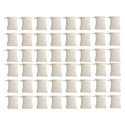 48Pcs Shower Bath Ramie Soap Bag Natural Ramie Soap Bag Exfoliating Soap Saver Pouch Holder