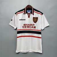 MAN UTD AWAY WHITE 1997 1999 RETRO FOOTBALL SHIRT SOCCER JERSEY BECKHAM