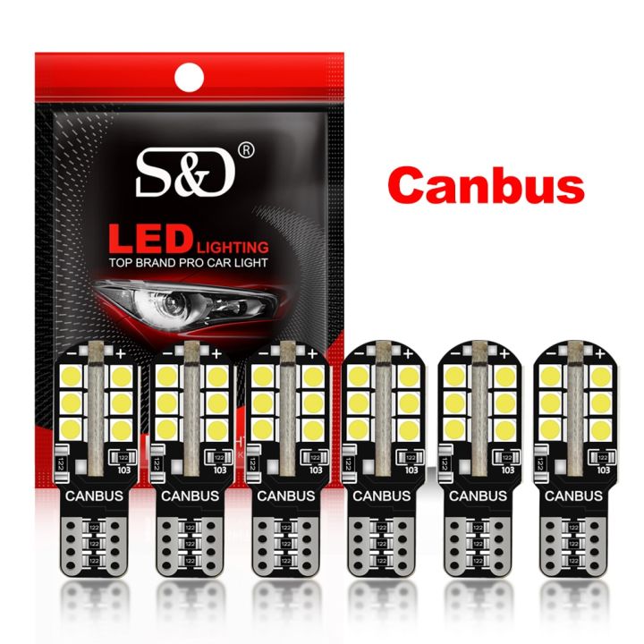 6Pcs W5W LED T10 Led Canbus 168 194 LED Bulb 24D Car Side Marker