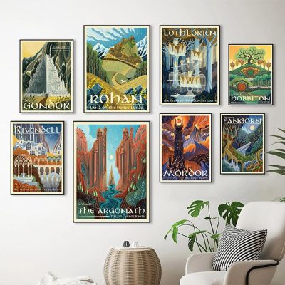 ✥ Middle Earth ภูมิทัศน์ LOTR โปสเตอร์และภาพพิมพ์ Tolkien Wall Art ภาพวาดผ้าใบภาพผนังของขวัญท่องเที่ยวห้องนั่งเล่นตกแต่งบ้าน