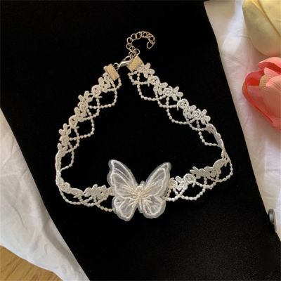 JDY6H Fashion Lace Butterfly Necklace Simple Insect Choker For Women Girl Clavicle Chain Clothing Accessories Jewelry Gifts