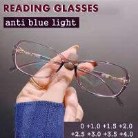 ใหม่ป้องกันแสงสีฟ้าแว่นอ่านหนังสือสตรี Polygon Clear Presbyopia แว่นตาพร้อม Diopter + 1.0ถึง + 4.0คอมพิวเตอร์แว่นสายตา