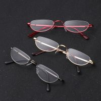 Cat Eye Reading Glasses Women Men Metal Half Frame Presbyopic Eyeglasses Female Male Semi Rimless Hyperopia Spectacles Hot