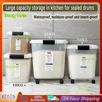 10kg Large Flour Cereal Container Airtight Rice Bean Dispenser