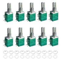 【CW】 10Pcs RK097N Potentiometer Industrial Switches 8Pin B5K 10K 20K 50K 100K Turn Audio Shaft 15mm Amplifier