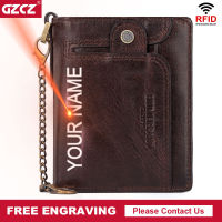 Anti Theft Chain Wallet With Coin Pocket Genuine Leather Bussiness RFID Credit Card Holder Purse Vintage PORTFOLIO Portomonee Wallets