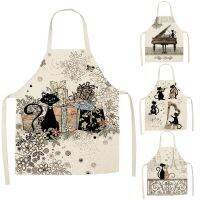 Cartoon Animal Style Cute Cat Pattern Kitchen Apron For Women Bibs Household Cleaning Pinafore Home Cooking Aprons Chef Apron