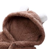 Winter Baby Clothes Flannel Baby Boy Clothes Cartoon Animal 3D Bear Ear Romper Jumpsuit Warm Newborn Infant Romper