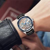 Authentic Swiss man watches hollow-out the tourbillon automatic mechanical watch mens watch waterproof tide black cool science and technology --nb230710✥