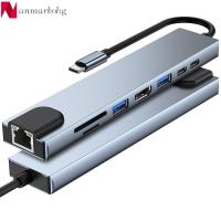 อะแดปเตอร์ ANMARKOHG การ์ดความจำ USB RJ45 3.0 4K HDMI PD USB ชาร์จตัวแยกชนิด C HUB