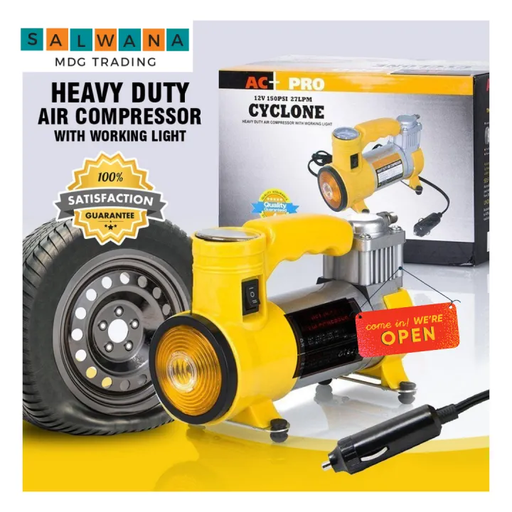 Heavy Duty Air Compressor With Flash Light, Electric Tire Inflator