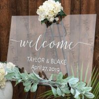 ❄❦ Wedding Sign Vinyl Sticker Decal for Wedding Welcome Sign French Bienvenue Au Mariage De Wooden Decals Custom Names