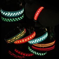 ♗♠ Led Dog Collar Luminous Collar USB Chargeable Pet Collar PU Leather Engraved Design Adjustable Night Light Collar for Dogs