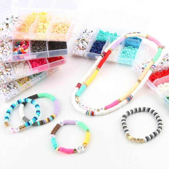 cw-15-polymer-clay-jewelry-making-kits-soft-pottery-spacer-beads-kids-necklace-sets